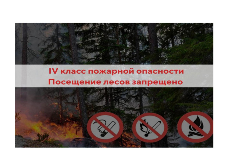 ВНИМАНИЕ IV класс пожарной опасности Посещение лесов запрещено. ВНИМАНИЕ IV класс пожарной опасности Посещение лесов запрещено.